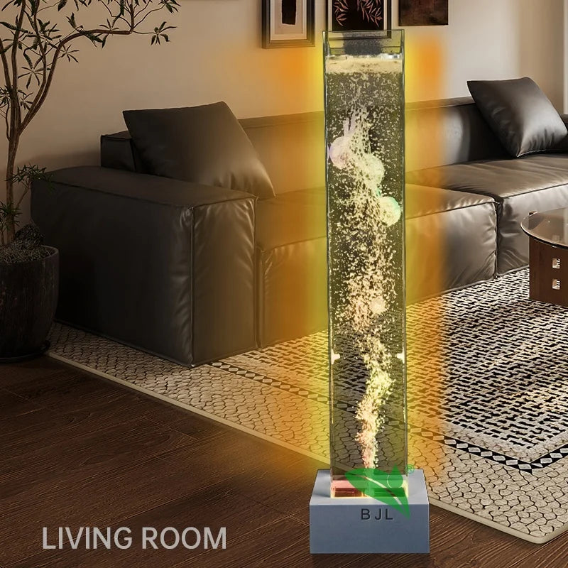 Luxury Modern Changing Aquarium Water Bubble Lamp Flower Pillar Home Decor