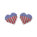 Wholesale Custom Rhinestone Patriotic Heart Brooch Pin Crystal Jewelry for Men Women & Kids for Business Suit Decoration