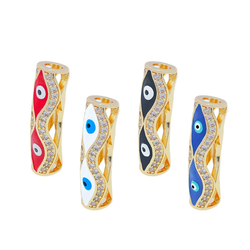 Factory Direct Sale Micro-inlaid Zircon Enamel Evil Eye Elbow Copper Plated 18k Gold Elbow Diy Bracelet Necklace Accessories
