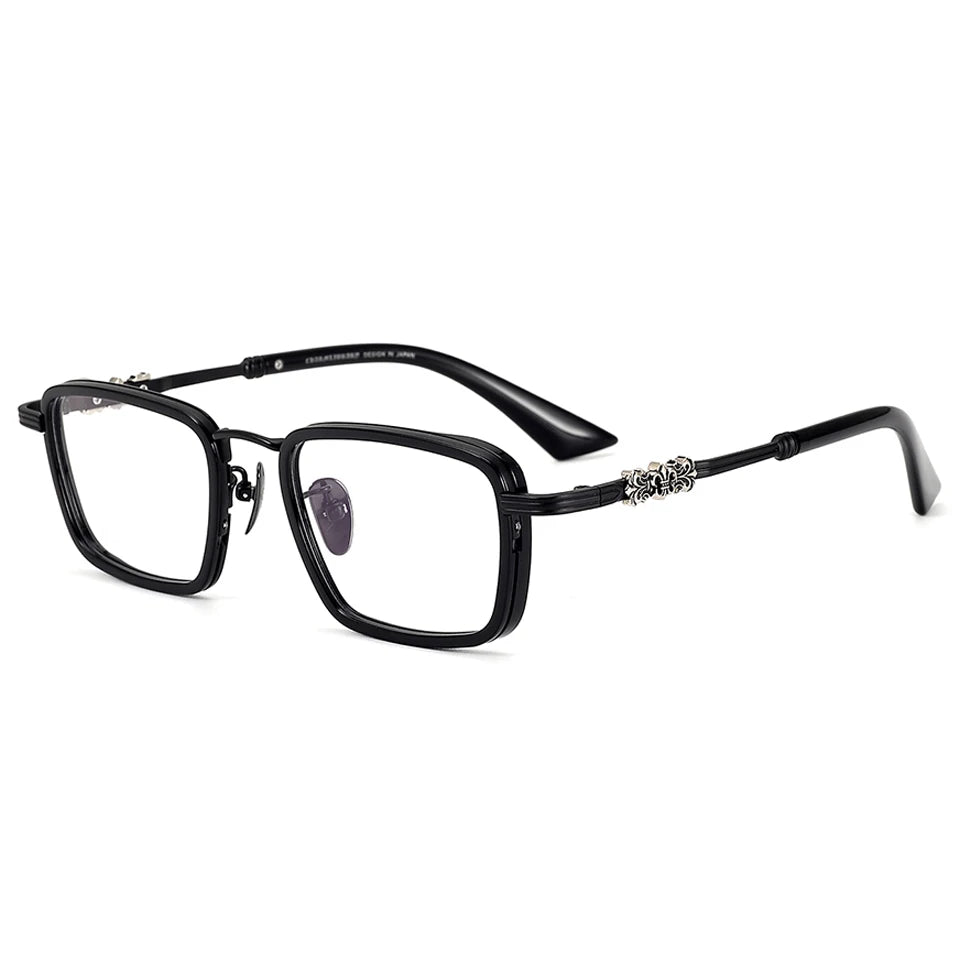 CHARMLIBRARY CH8247 Durable Rectangular Metal Reading Glasses Unisex Carved Geometric Temples Diamond Face Shape Silver Gold MegaBDM