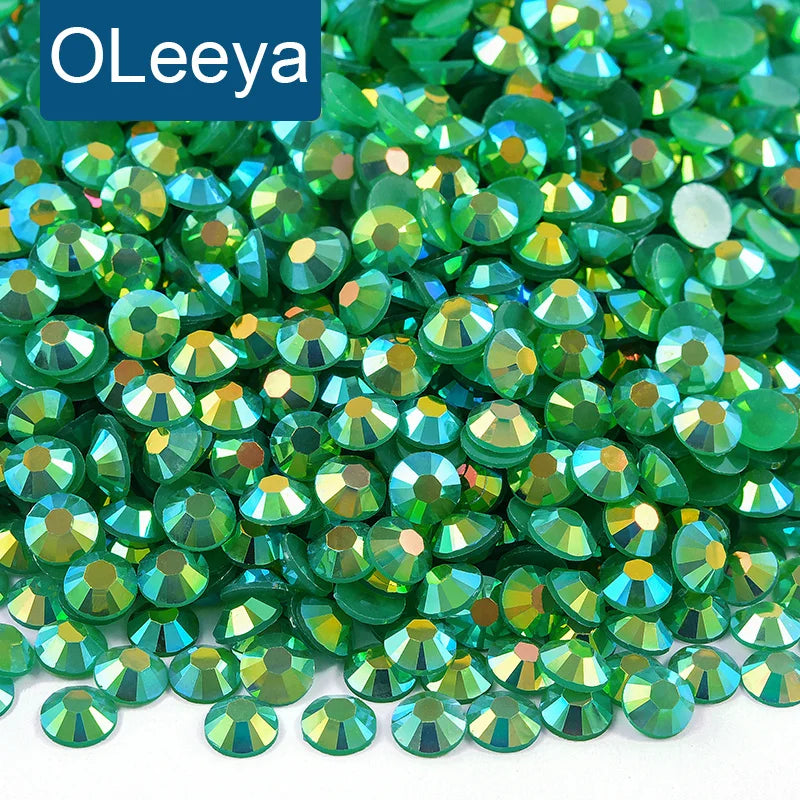 OLeeya Bulk Packing 2mm-6mm Crystal AB Strass Sliver Bottom and Jelly AB Resin Stones Non Hotfix Resin Rhinestones for Craft DIY