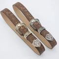 Euro-style Spice Girls Brown Texture Niche Pin Buckle Belt Women's Belt Printed Pattern Batch Belt for Both Men and Women