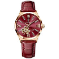 POEDAGAR Women Watch Top Brand Luxury Ladies Girl Wristwatch Red Genuine Leather Bracelet Classic Date Female Clock Gift 328