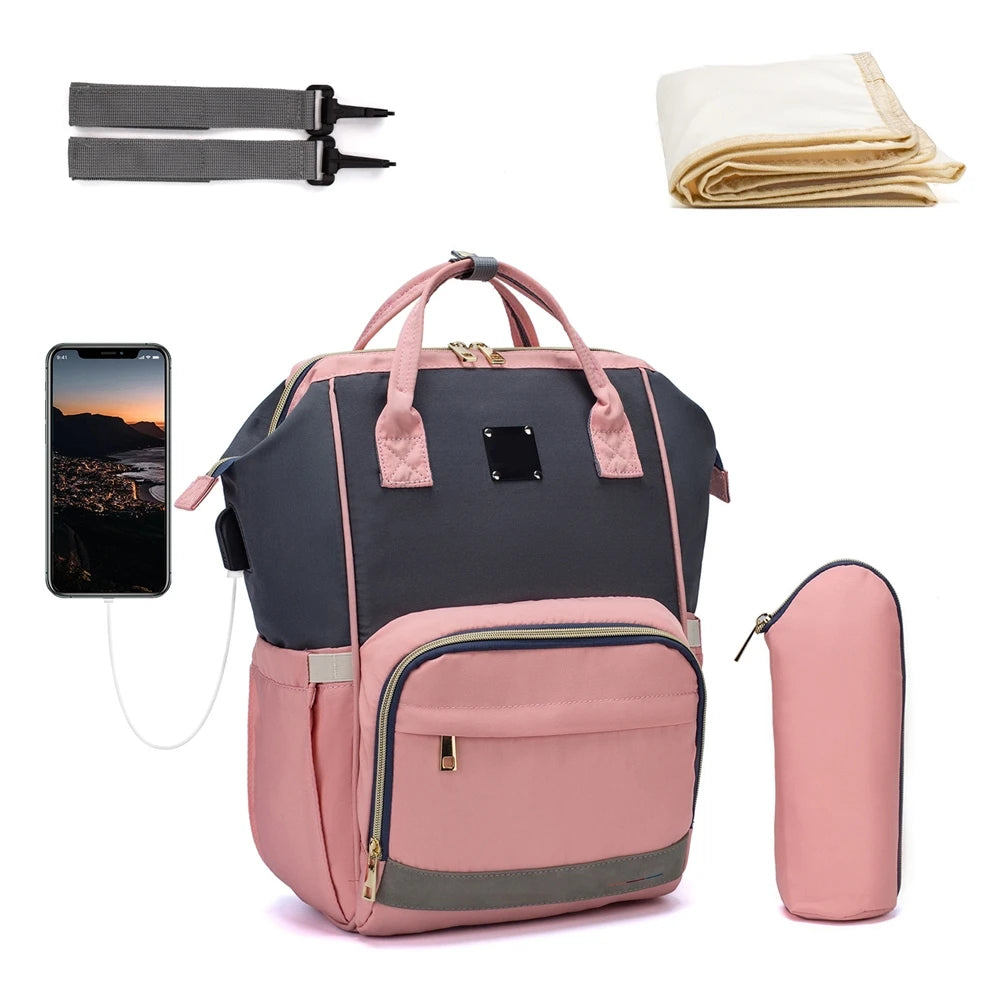 LEQUEEN 2024 Insulated Polyester Backpack Diaper Bag Baby Sleep Print Pattern New for Moms