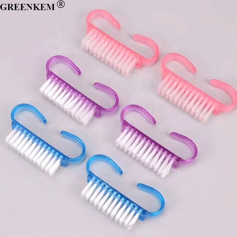 GREENKEM 5Pcs/Lot Acrylic Nail Brush 4 Color Nail Art Manicure Pedicure Soft Remove Dust Plastic Cleaning Nail Brushes