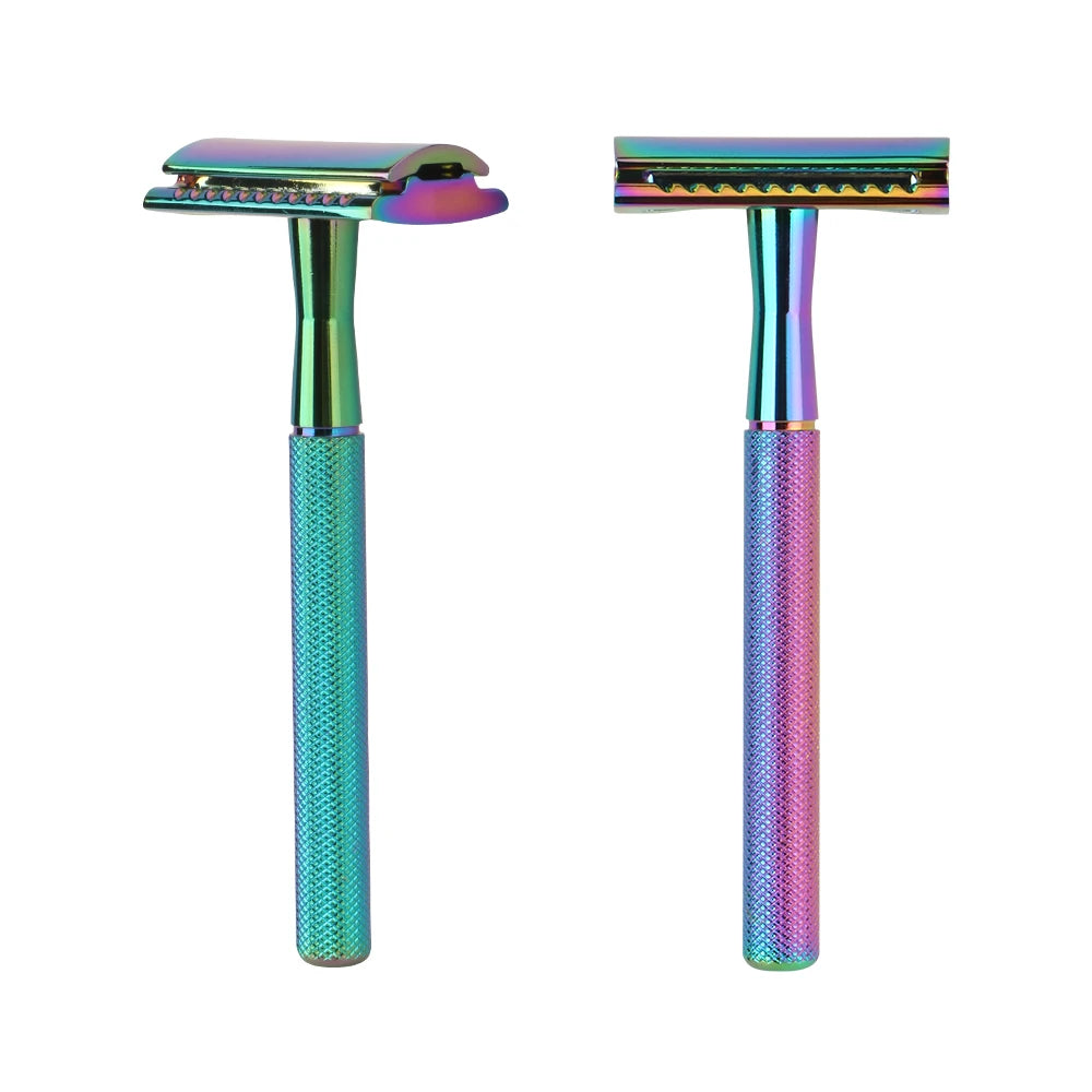 Men's Grooming Metal Safety Razor Classic Double Edge Shaving Razor with Brass Handle
