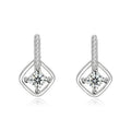 Simple 925 Sterling Silver Geometric Square Diamond Zircon Stud Earrings Rhodium Plated Temperament Sense Design