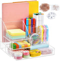 Upgraded Acrylic Desk Organizer with Drawer Clear Desk Organizers and Accessories Desk Storage with Pen Holder