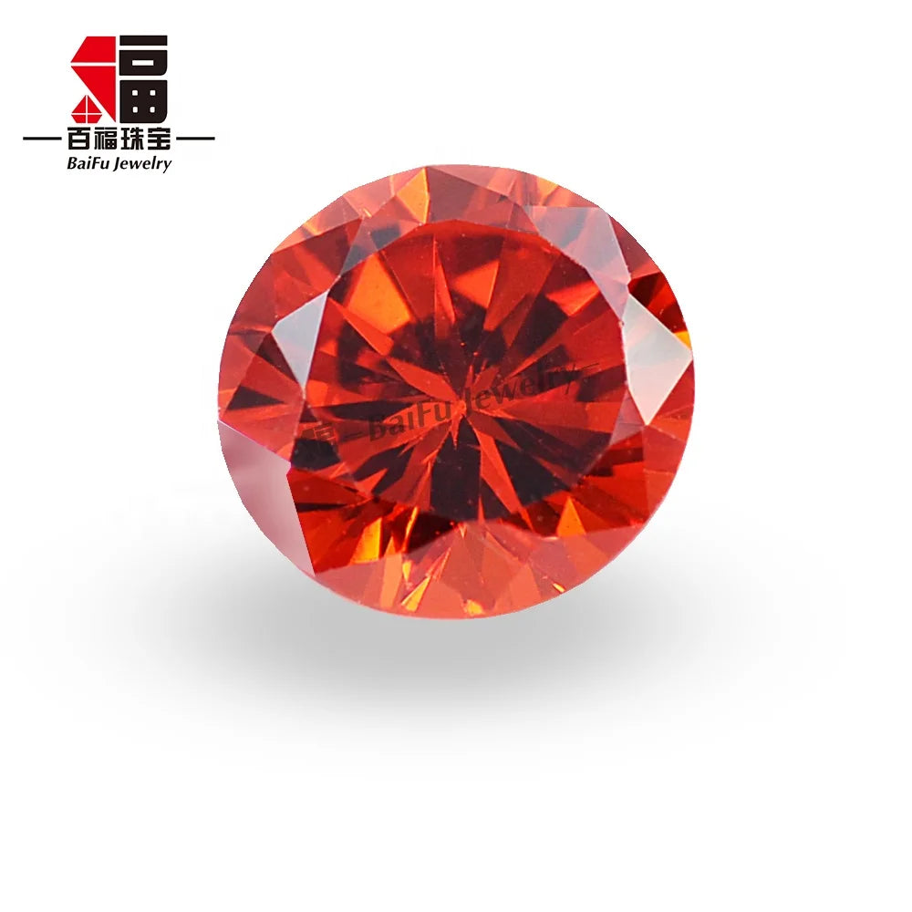 Baifu Jewelry Top Quality Loose Round Orange Cubic Zirconia