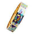 Stainless Steel Custom Gold Cuff Enamel Bracelet Bangles With Multi Pattern Design for Ladies Gift Jewelry
