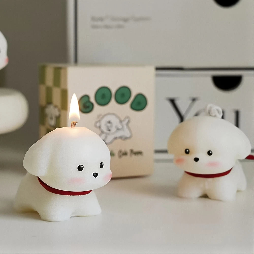 Wholesale Creative Handmade Home Decor Soybean Wax Aromatic Candle Cute Puppy Custom Cheap Smokeless Scented Perfume Candles