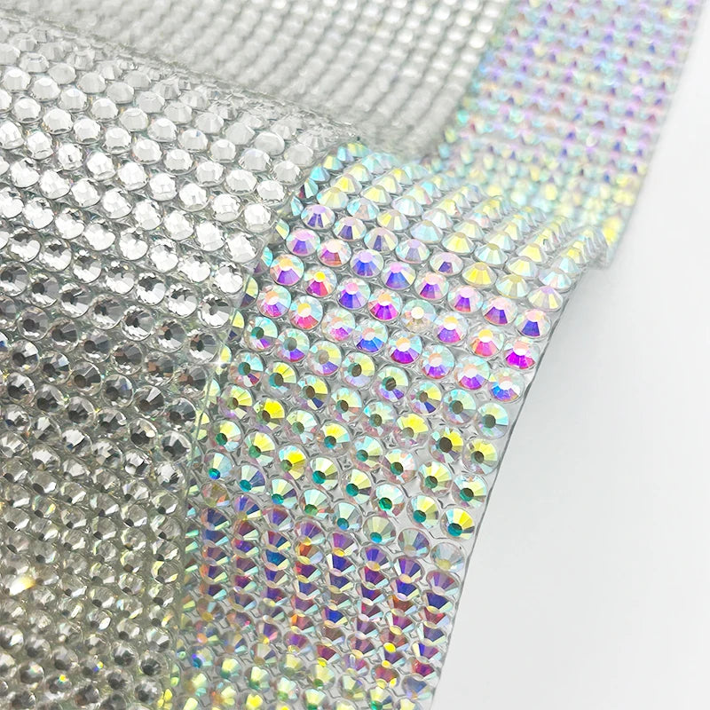 Wholesale Big Crystal Stone Glass  Rhinestone Mesh Glass Diamond Rhinestone Sheet for Wedding Dress