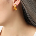 Wholesale Ins Moon Shape Design C- Shaped Earrings Titanium Steel 18K Gold Plating Cross-Border Earrings for Women