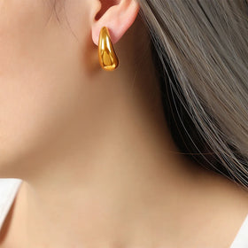 Wholesale Ins Moon Shape Design C- Shaped Earrings Titanium Steel 18K Gold Plating Cross-Border Earrings for Women