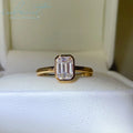 Silver 925 Original 18K Rose Gold Plated  1 Ct Brilliant Emerald Cut Diamond Test Past D Color Moissanite Ring Gemstone Jewelry