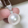 Simple Atmospheric Platinum Plated Women's Pendant Necklace with 12mm Imitation Australian White Pearl Gift Jewelry