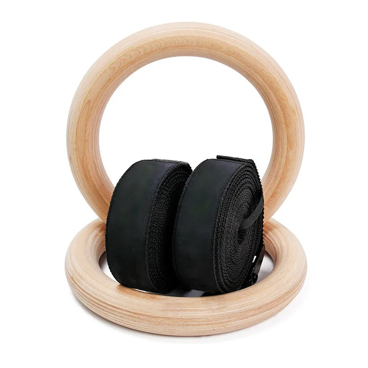 Hot Sale Wooden Gymnastic Ring with Nylon Straps 320mm Diameter ABS Material Customizable for Home/Gym Exercise