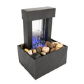 11 Inch Tall Indoor Relaxation Tabletop Fountain with LED Light and Stone Office Decoration Meditation Water Resin Fountain