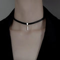 Gothic Black Leather Choker Short Necklace for Women for Gift Anniversary Featuring Tattoo Strip Pendants Neck Jewelry