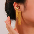 Fashion Stainless Steel 18K Gold Plated Starfish Long Tassel Earrings New Statement Earring Jewelry
