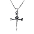 Trendy Street Hip Hop Style Cross Pendant Stainless Steel Skull Locomotive Man Jewelry Necklace