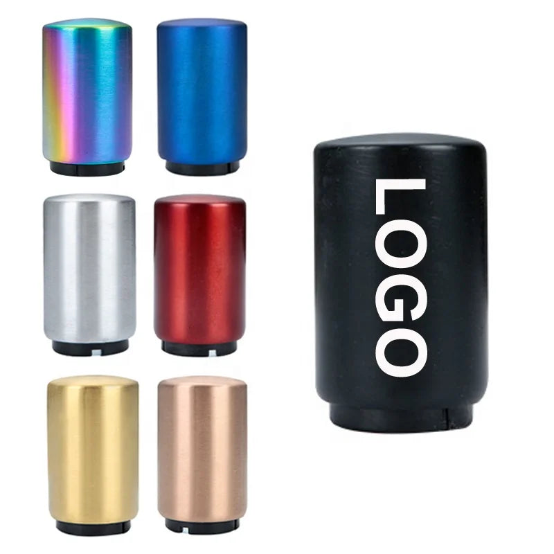 Custom Logo Stainless Steel Magnetic Bottle Opener Push down Automatic Metal Beer Opener