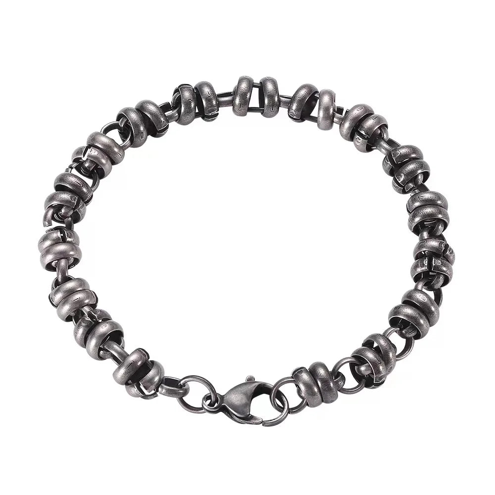 Cheap Handmade Stainless Steel Vintage Silver Twisted Cable Motorcycle Chain Bracelets for Men Women