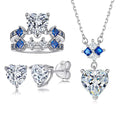 Classic Silver Jewelry Women Heart Cut Ring Necklaces Studs Tarnish Free Rhodium Plated 925 Silver Bridal Wedding Jewelry Set