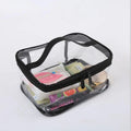 Waterproof Transparent Vinyl Fashion Letter Pattern Bath Cosmetic Bag Women Zipper for Storage Makeup Bag Travel