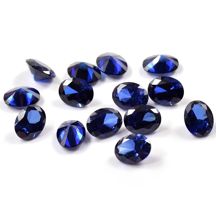 Roomy 33# 34# Oval Cut Lab Created Blue Sapphire Stone Prices Loose Gemstone for Making Jewelry