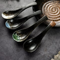 Wholesale Japanese Antique Ceramic Stoneware Miso Soup Spoon Retro Thick Ramen Noodle Spoons for Restaurants