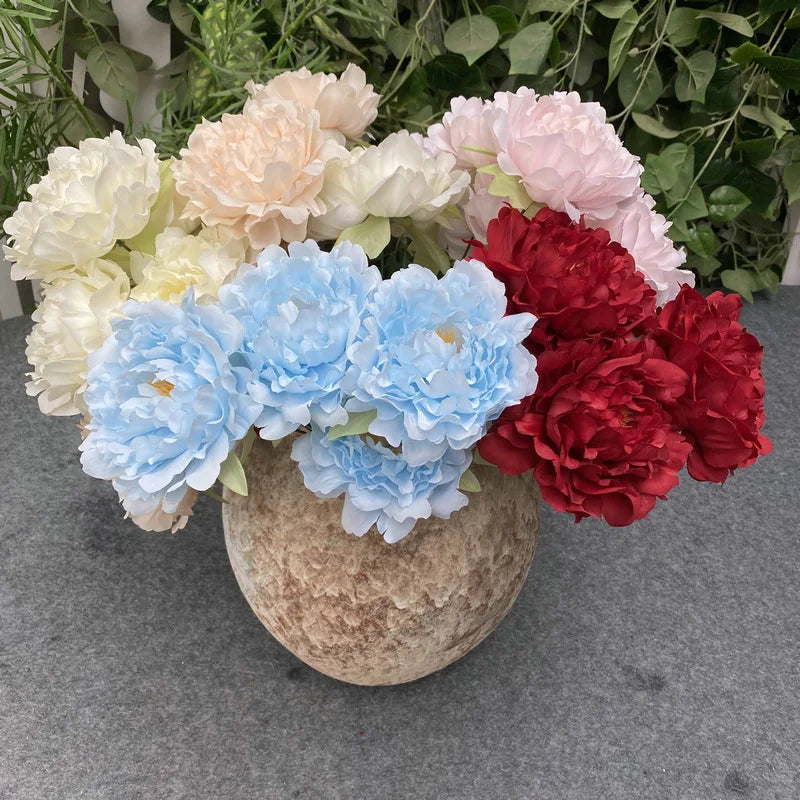Artificial Flowers Wholesale 5 Head Silk Peonies Bouquet for Wedding