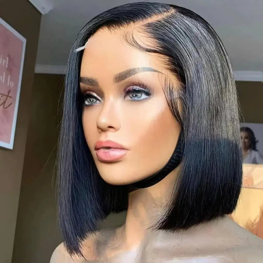 Cheap Straight Short Bob Wig Lace Front Wig Raw Virgin Human Hair Hd Full Transparent Lace Frontal Wigs for Black Women