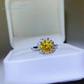 Silver 925 Original 1-2 Carat Brilliant Cut Pass Diamond Test Yellow Moissanite Square Ring for Teen Girls Wedding Fine Jewelry