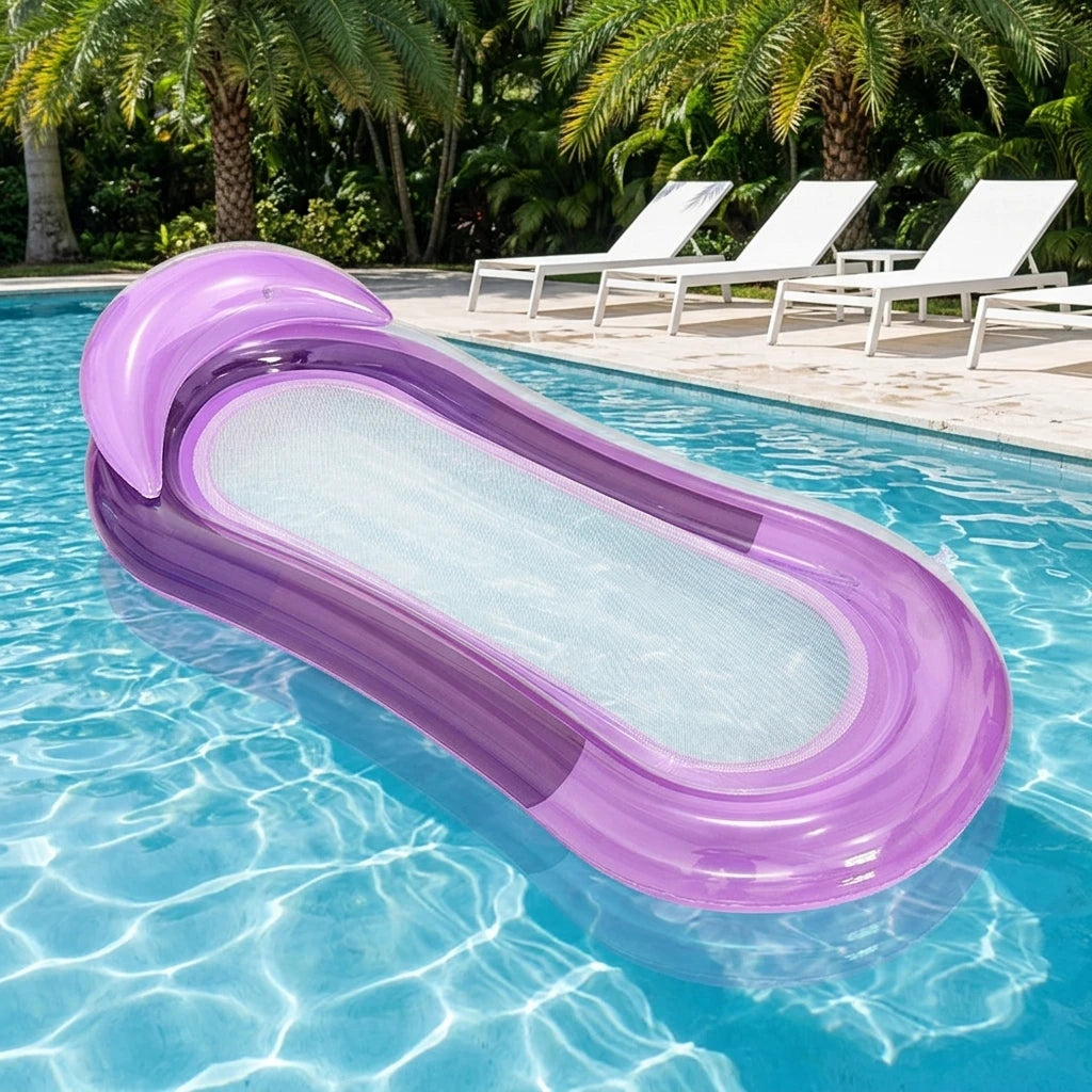 Hot Sale Durable Fashion Design Funny PVC Inflatable Gradient Mesh Recliner Portable Kids Floating Bed Swimming Pool Float MegaBDM