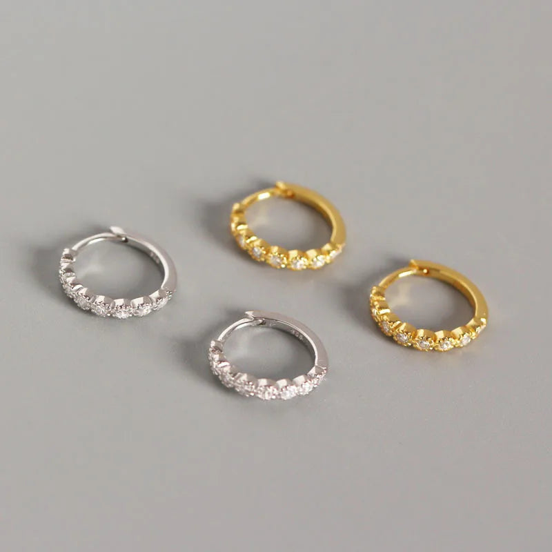 High Quality Classic Design 925 Sterling Silver CZ Micro Pave Hoop Earrings Women