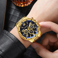 Stylish Luxury Business Quartz Wrist Watch for Men Classic Casual Three Eyes Big Dial 22mm Stainless Steel Strap Montre Homme