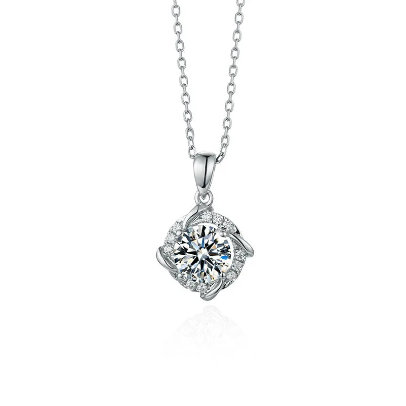 Ruizuan Dainty Fine Jewelry for Women 1ct Moissanite Pendant on 925 Sterling Silver Gold Plating Windmill Necklaces Wholesale