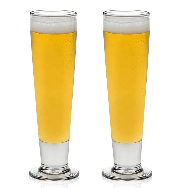 Modern Lager Stout Clear Glassware Tall Footed Pilsner Glass Pint Beer Drinking Glasses Reusable Beer Tasting Glass