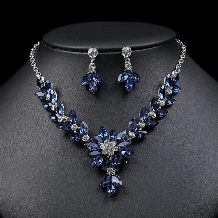 Hot Sale New Leaves Flower Luxury Women Bridal Wedding Necklace Earrings Fine Jewelry Jewelry Set