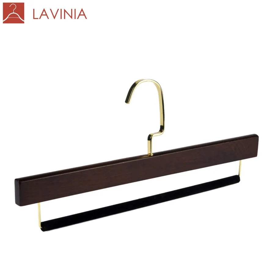 Lavinia Wholesale Non slip Single Tier Wooden Pants Hanger with Solid Wood Bar for Jeans Skirt for Wardrobe & Living Room