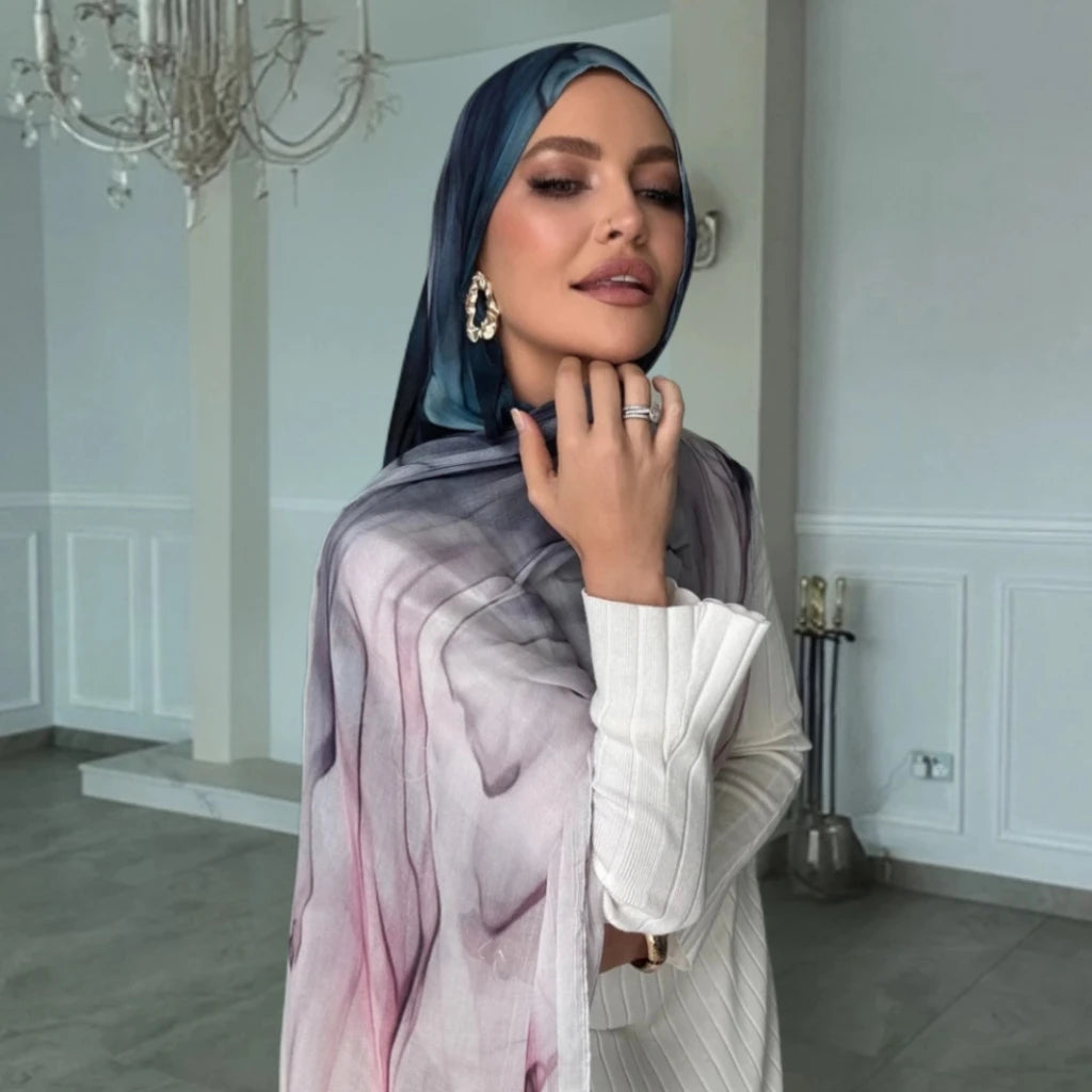 Trending Hijab Colors Muslim Party Plus Size Breathable Dubai Hijab For Summer Islam Woman Silk Scarf Printed Hijab