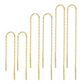 Simple 18K Gold Plated Needle Threader Earring 925 Sterling Silver Thread Cross Link Chain Pull Through Tassel Earing Threaded