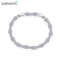 LUOTEEMI Luxury CZ Stone Flower Tennis Bracelet for Women Tiny CZ Flower Girls Bracelets Jewelry
