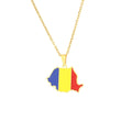 Fashion Jewelry Women Enamel Gold Romania Country Flag Necklace