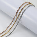 Wholesale 18K Real Gold Plated Rope Chain 2 mm 3mm Stainless Steel Twist Chain Necklace for Men Women