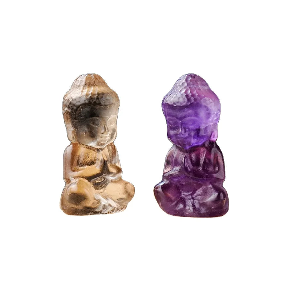 Natural Crystal Amethyst Buddha Head Hand Carved Healing Stone Rose Quartz Crystal Crafts