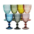 Embossed Dishwasher Safe Colorant-tinted Glass Goblet 12oz 330ml Wine Goblet Water Glass Cups for Party Event Hotels Catering
