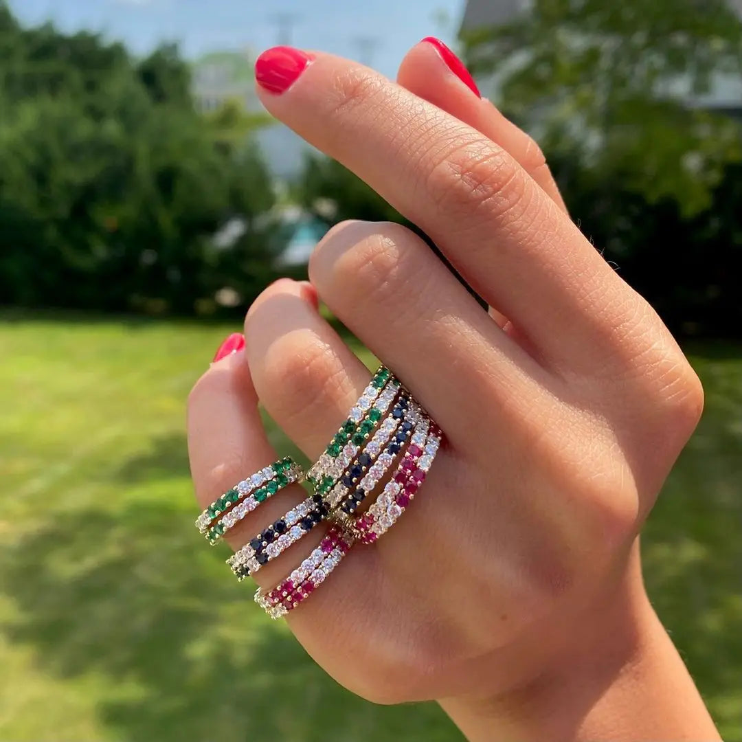 Full Diamond Ring Two-color Simple Zircon Ring Preserving Ring Brass Hot Sale of the Same Natural Plated Real Gold Color Trendy