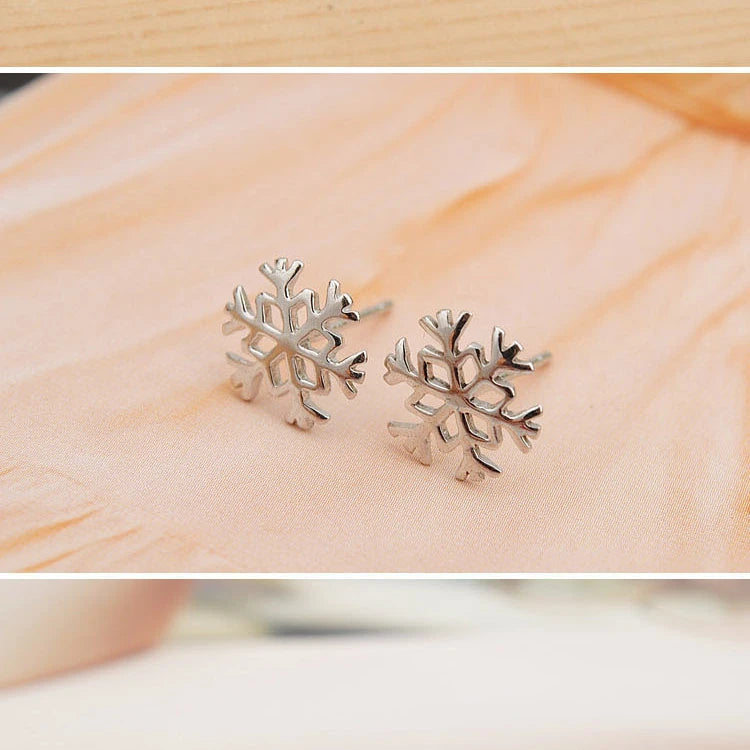 925 Sterling Silver Snow Stud Earrings for Women Elegant Wedding Jewelry with Gold Plating Trendy & Cute Style for Parties Gifts